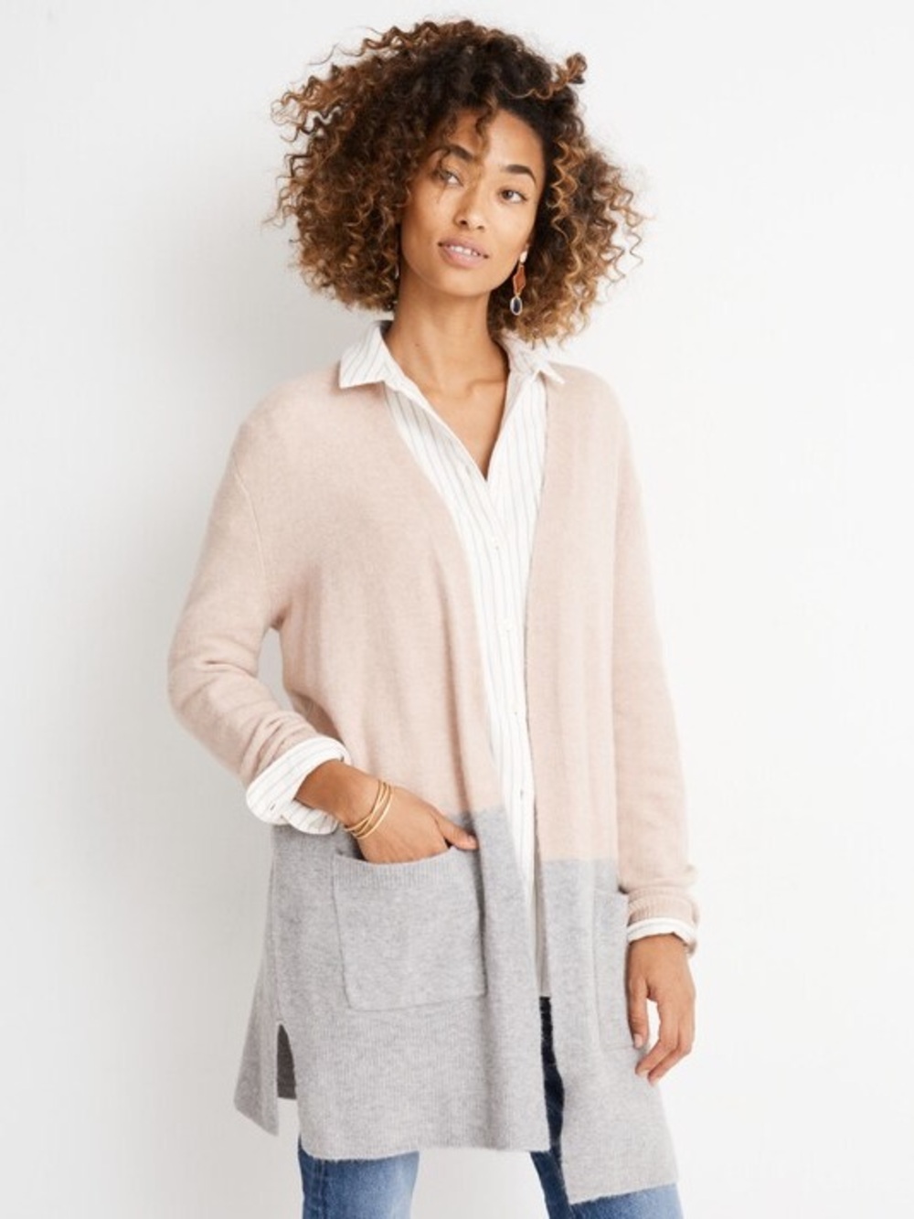 Madewell Kent Colorblock Cardigan Sweater Coziest Yarn Size XS Wool Alpaca J8607